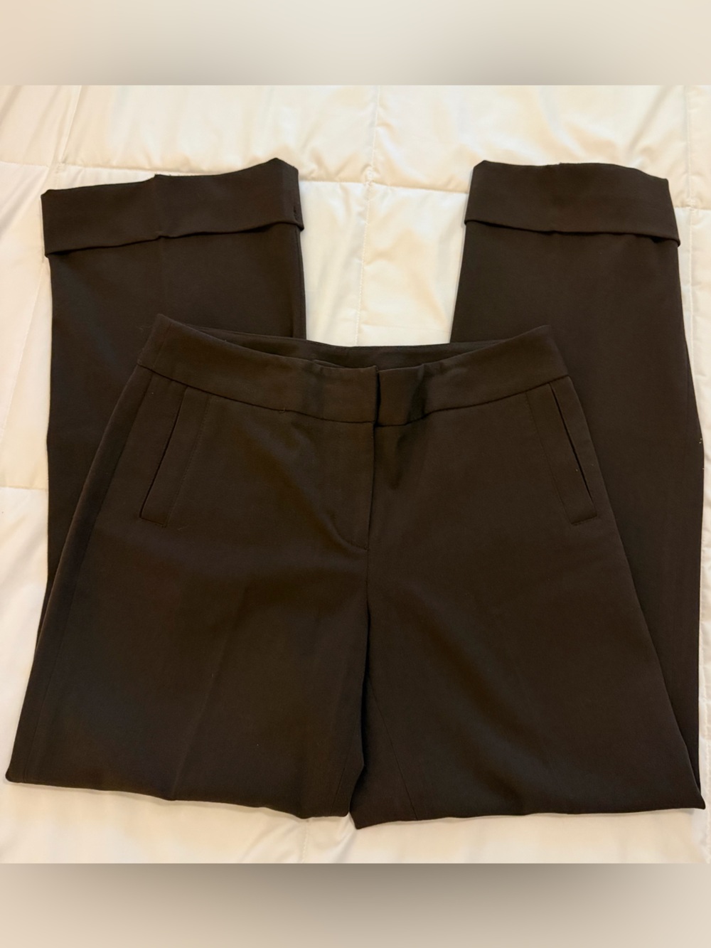Rafaella Brown Wide-Leg Trousers with Folded Cuffs